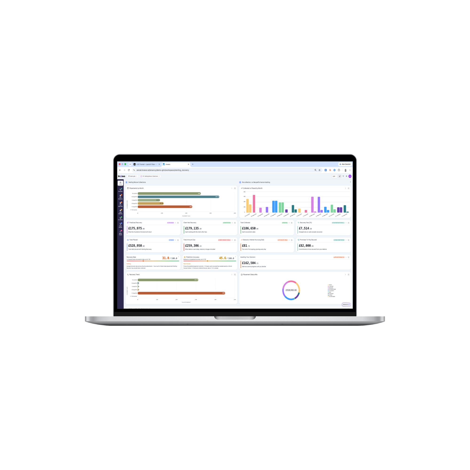 Sterling Moore collections dashboard laptop mockup